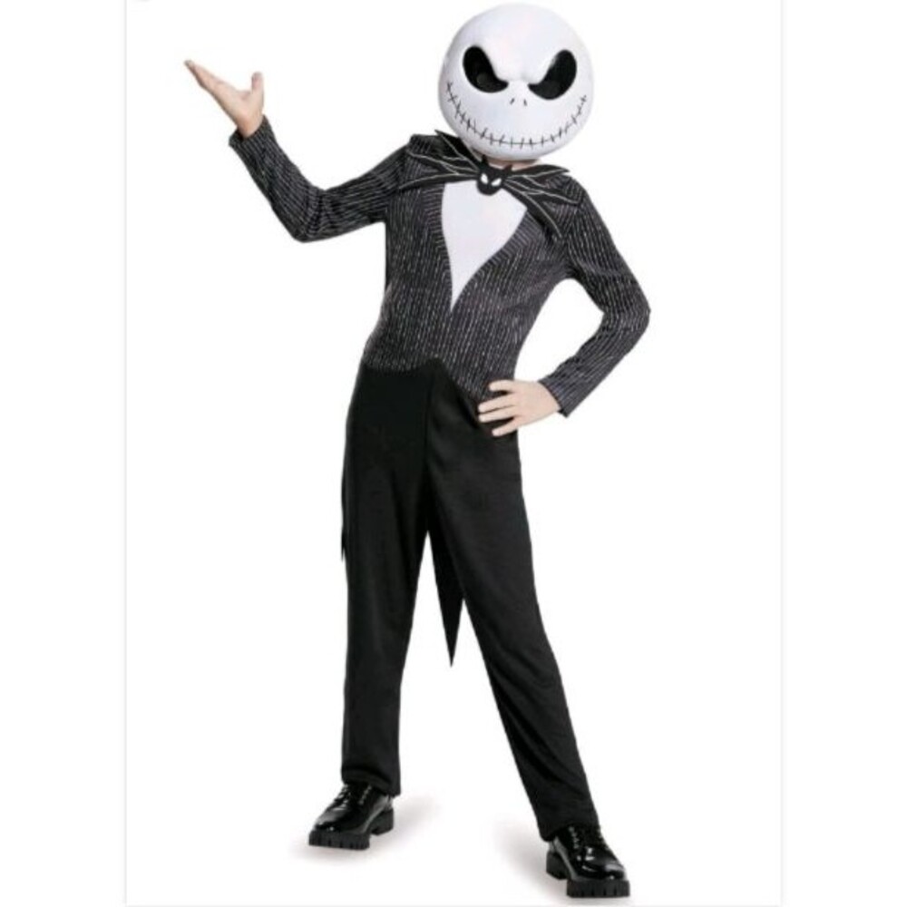 Jack Skellington Kid Child Costume Nightmare Before Christmas Mask + Size 8-10 M